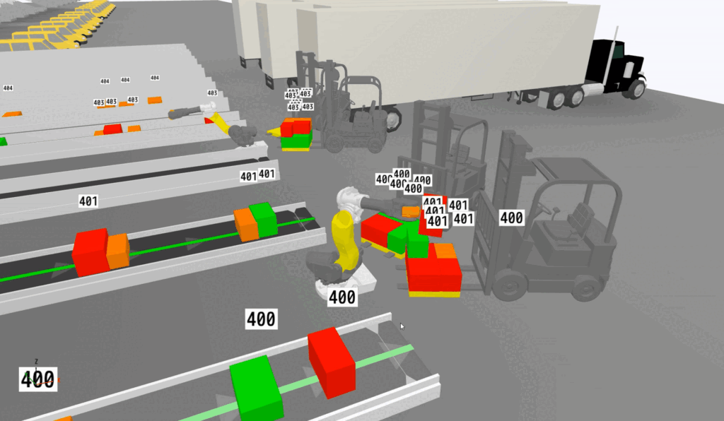 Palletizing robots simulation